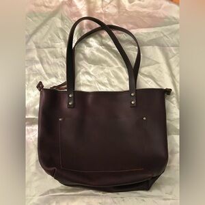 Portland Leather Dark Brown Zipper Tote
